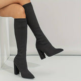 OLIVIA | WOMEN'S KNITTED SOCK BOOTS WITH BLOCK HEEL