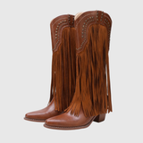 DAMARIS | VINTAGE WESTERN COWBOY BOOTS WITH FRINGE AND ZIPPER