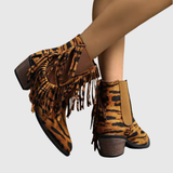 OLIVINE | FRINGE SUEDE ANKLE BOOTS