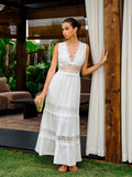 Evelyn | Sleeveless Lace Panel Maxi Dress