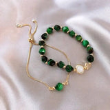ELEGANT GREEN GEM BRACELET SET